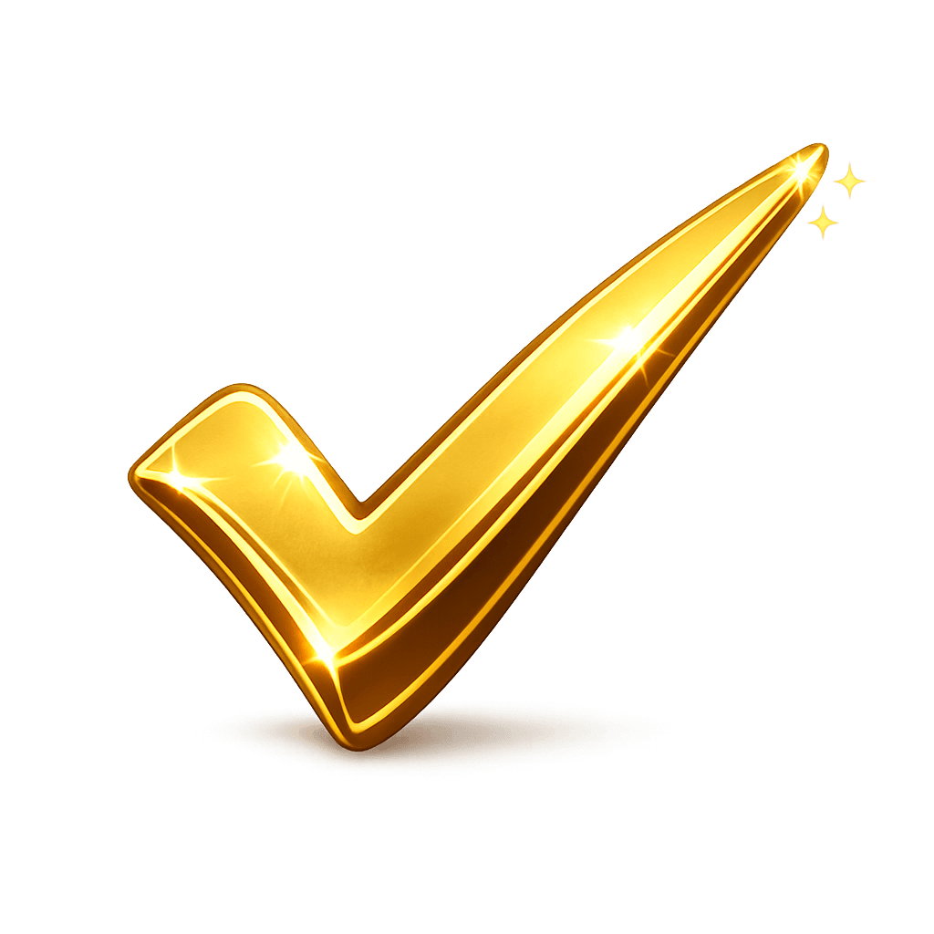 Gold checkmark icon representing trust, verified service, and quality cleaning standards for Your Next Clean platform